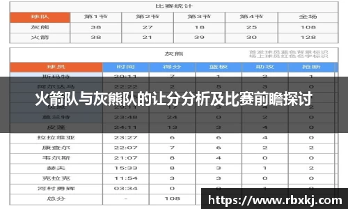 火箭队与灰熊队的让分分析及比赛前瞻探讨